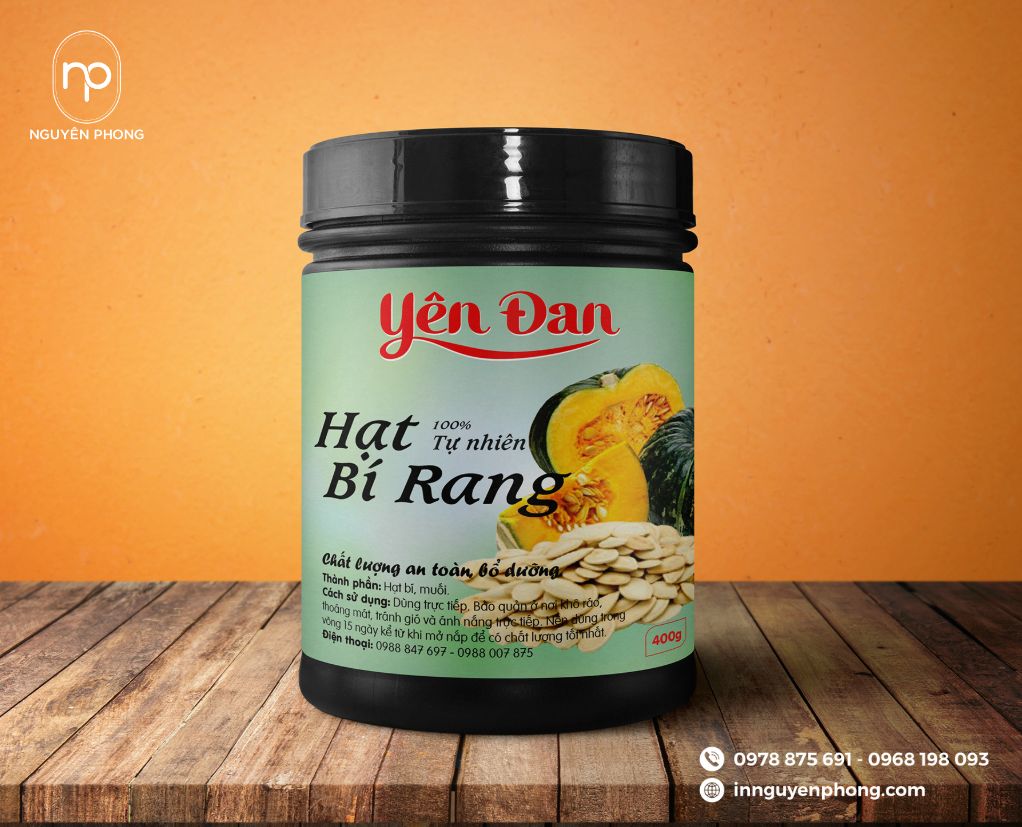 mẫu tem dán hạt bí rang